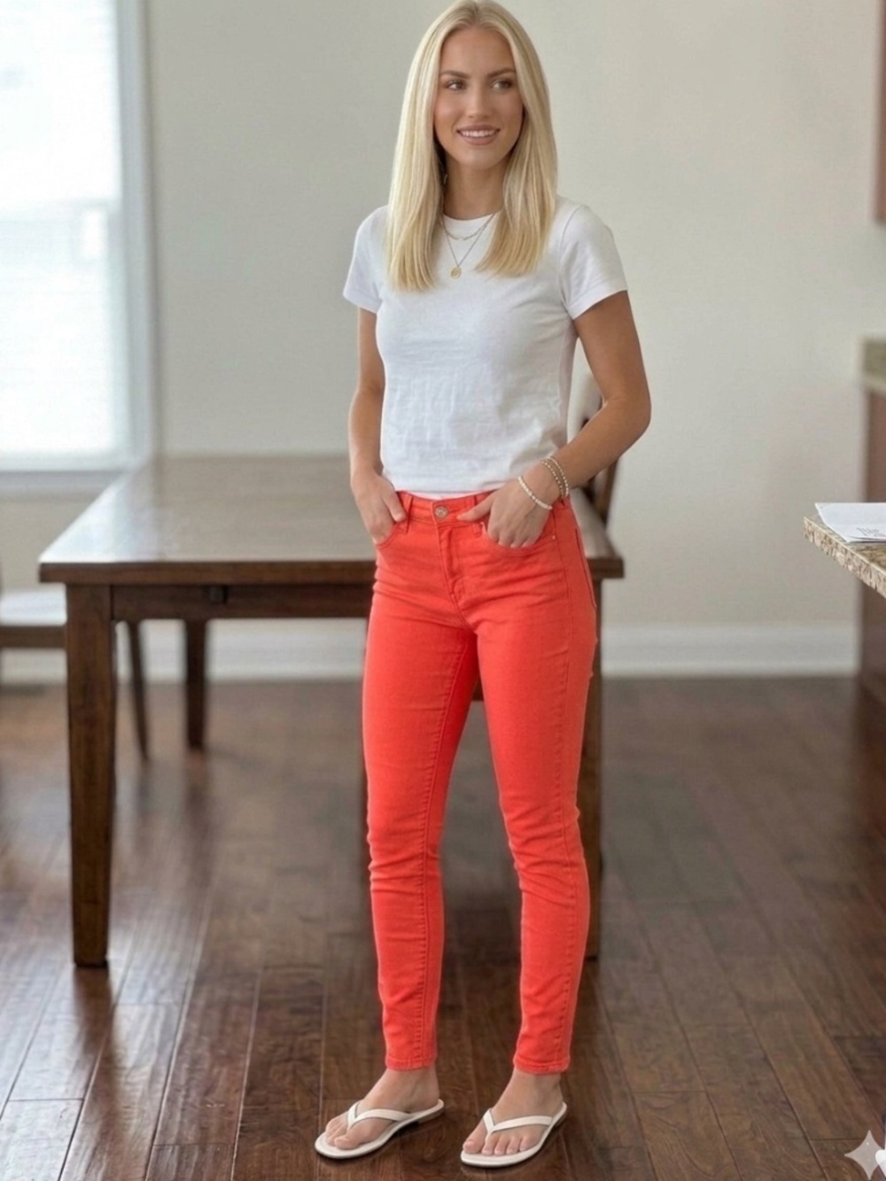 Levi's 535 Denim Leggings Coral Pink Orange Stretch Skinny Jean Jeggings Size 28